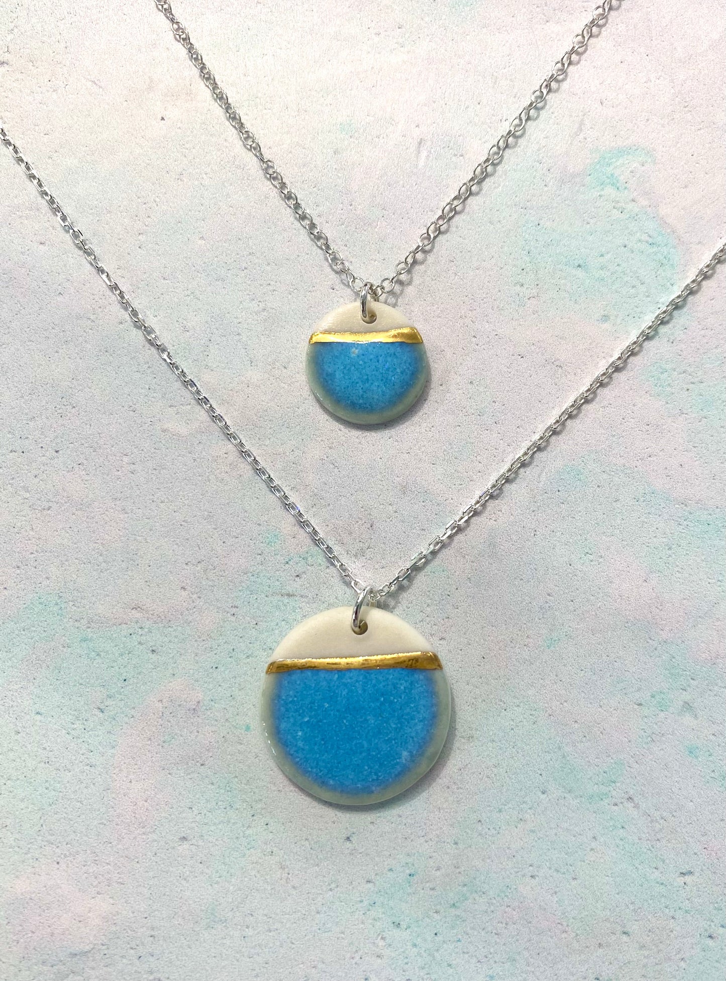 Sea Breeze Disc Necklace with 24ct Gold Detailing