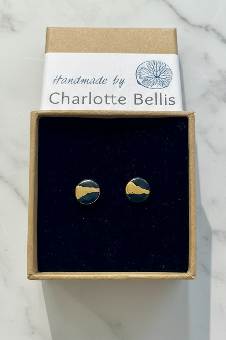 Stud Earrings with 24ct Gold Detailing
