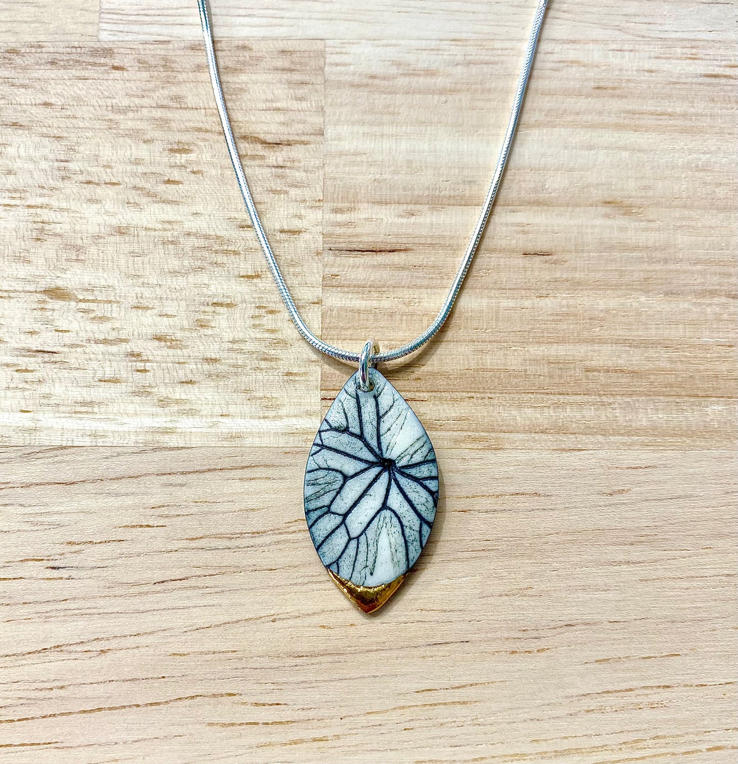 Leaf Print Necklace with 24ct Gold Detailing