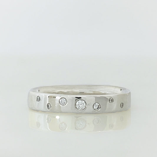 White Gold Serendipity Diamond Scatter Ring (4mm wide)
