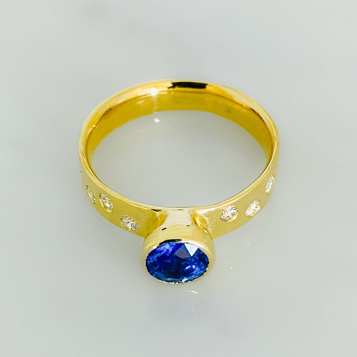 Gold, Sapphire and Diamond Serendipity Engagement Ring