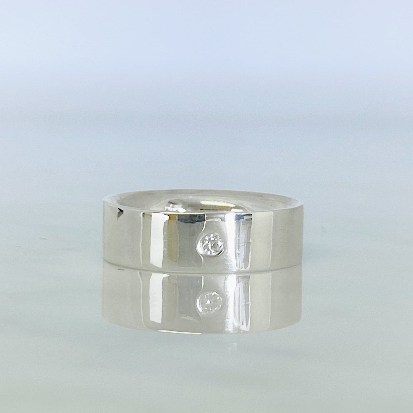 Silver and Diamond Classic Wedding Ring