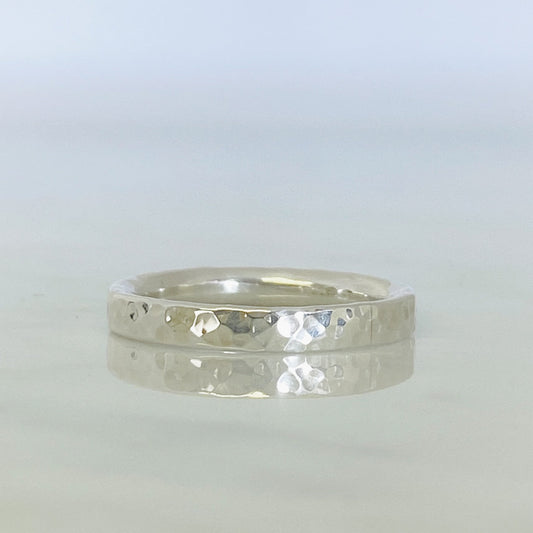 White Gold Dimpled Wedding Ring