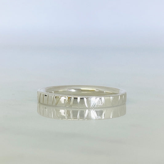 White Gold Hand Drawn Wedding Ring