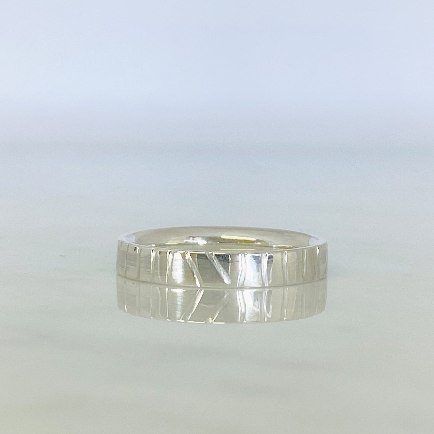 White Gold Hand Drawn Wedding Ring
