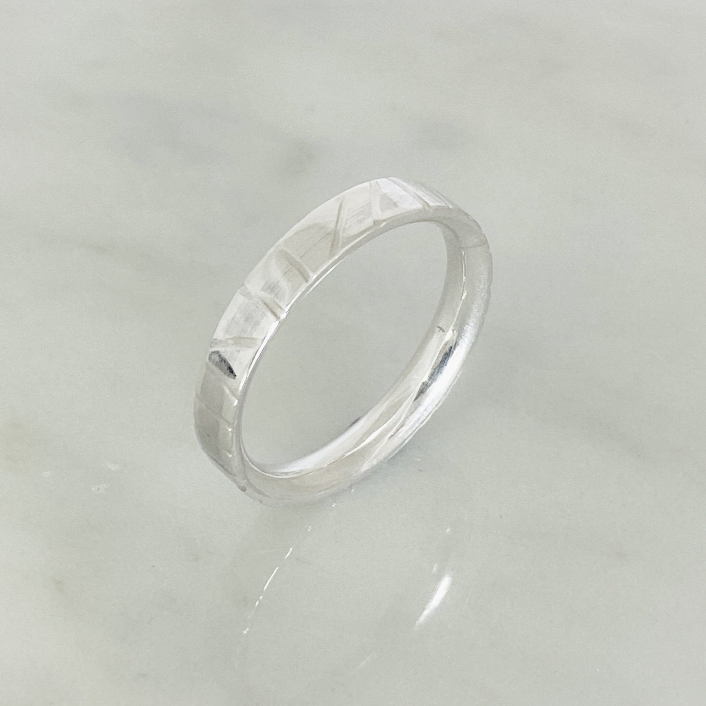 White Gold Hand Drawn Wedding Ring