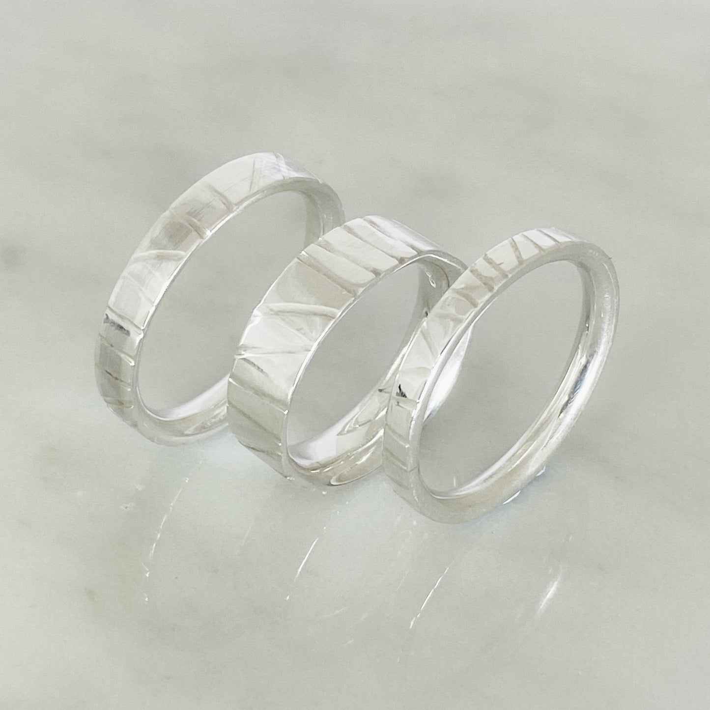 White Gold Hand Drawn Wedding Ring