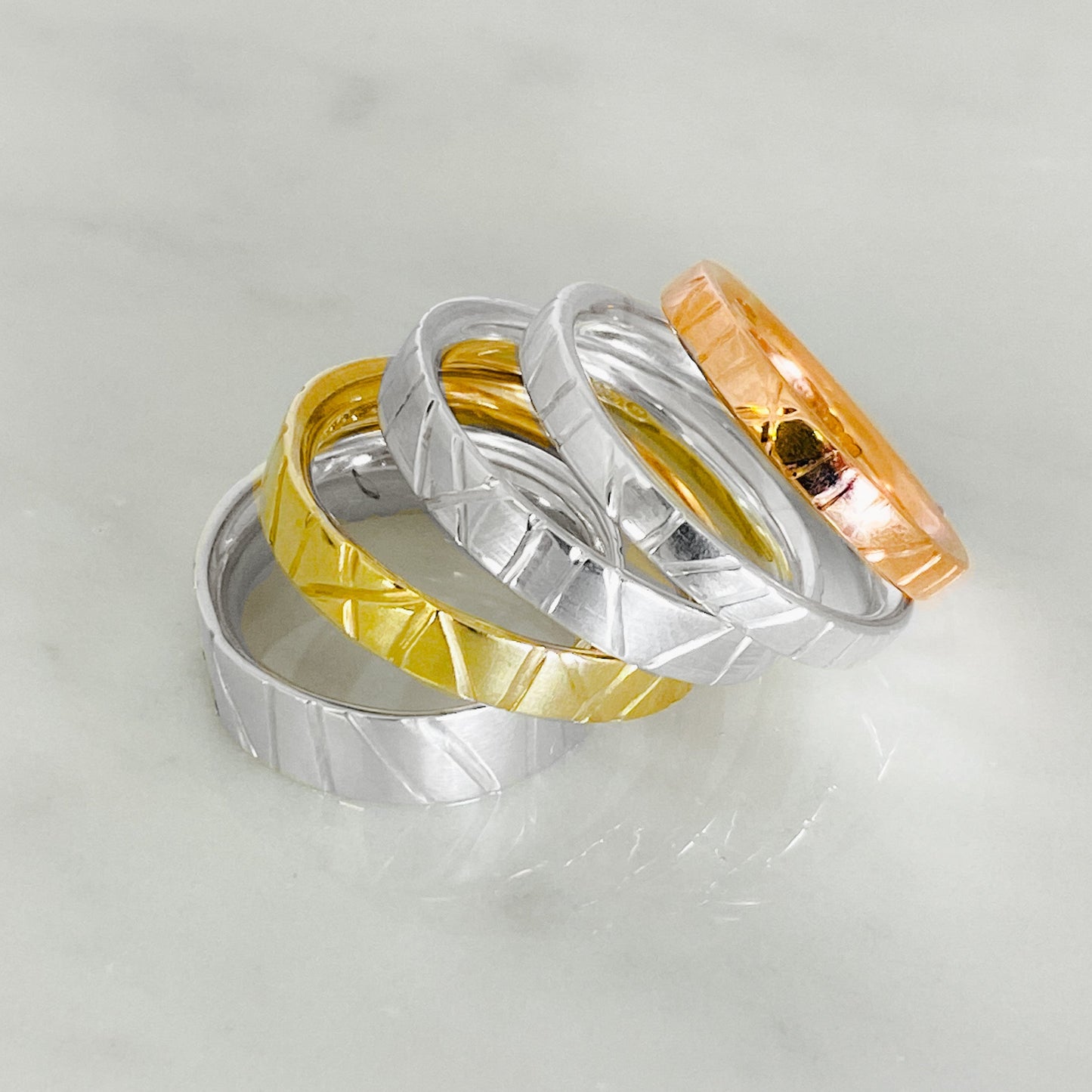 White Gold Hand Drawn Wedding Ring