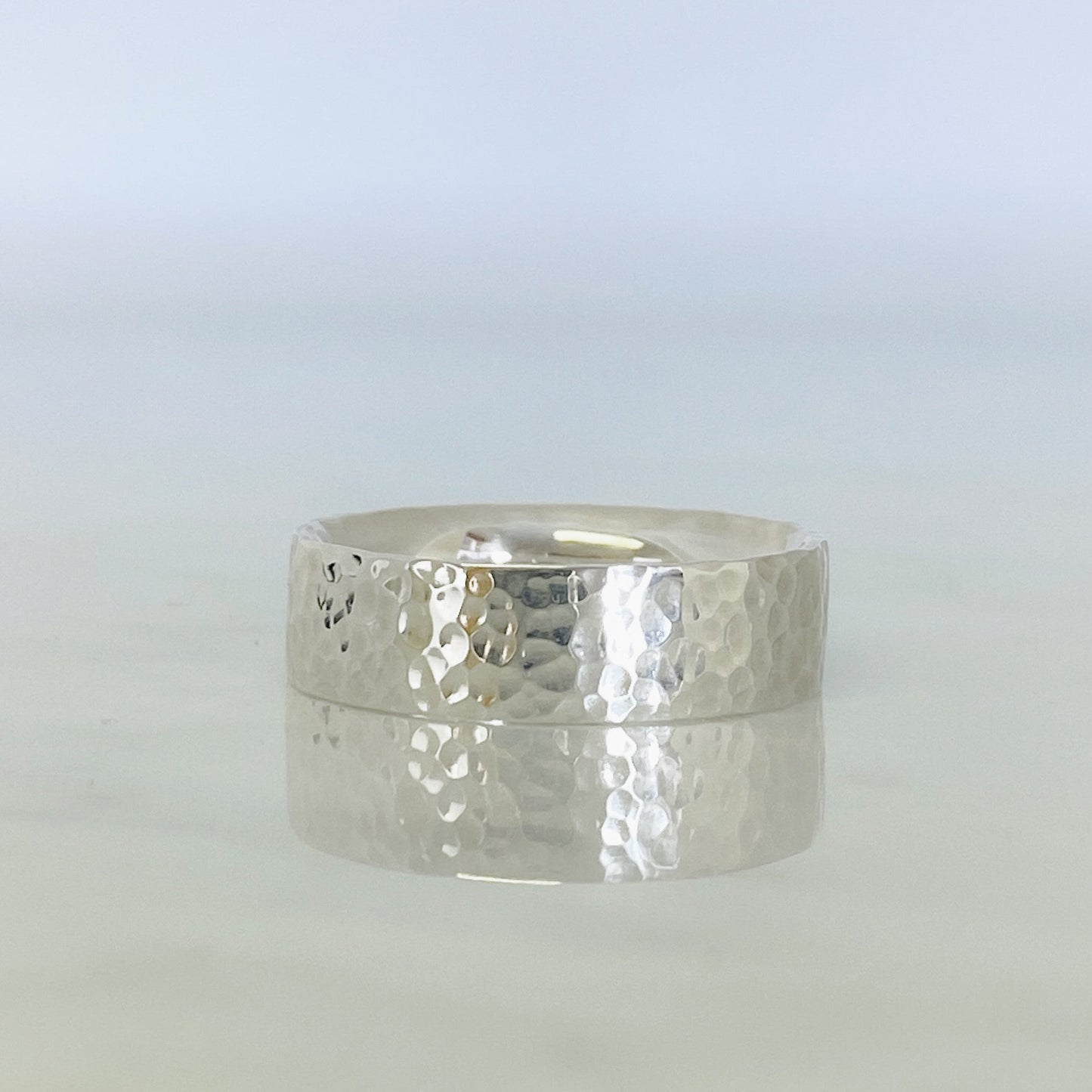 Silver Dimpled Wedding Ring