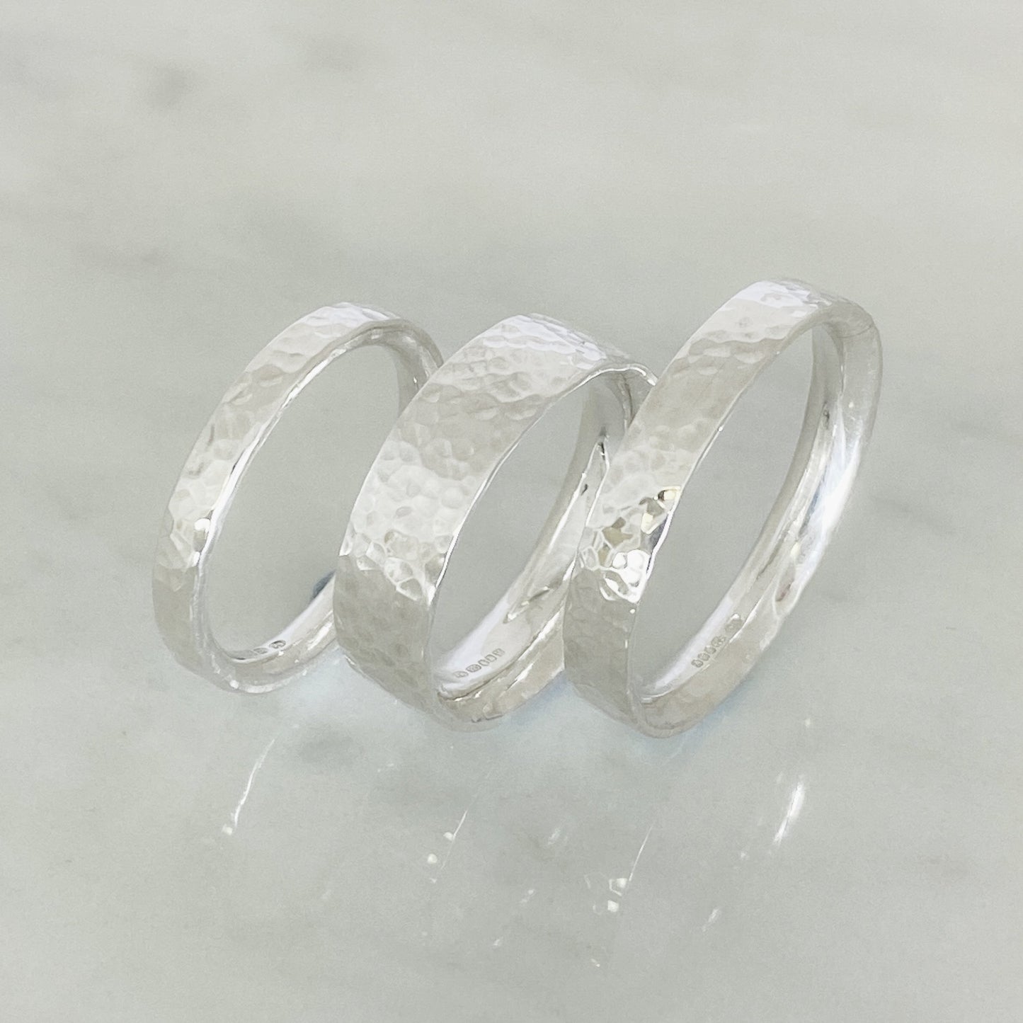 Silver Dimpled Wedding Ring
