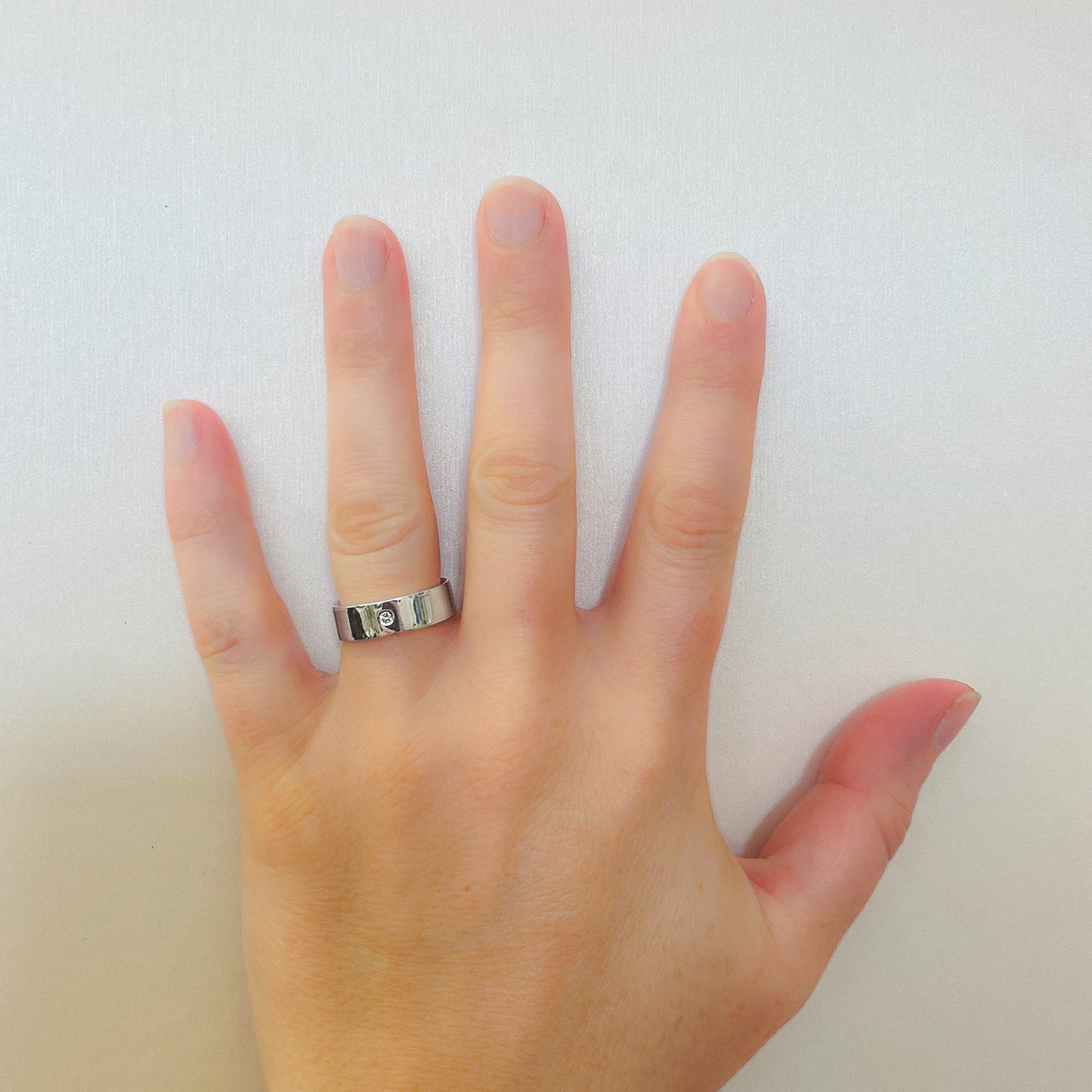 Silver and Diamond Classic Wedding Ring