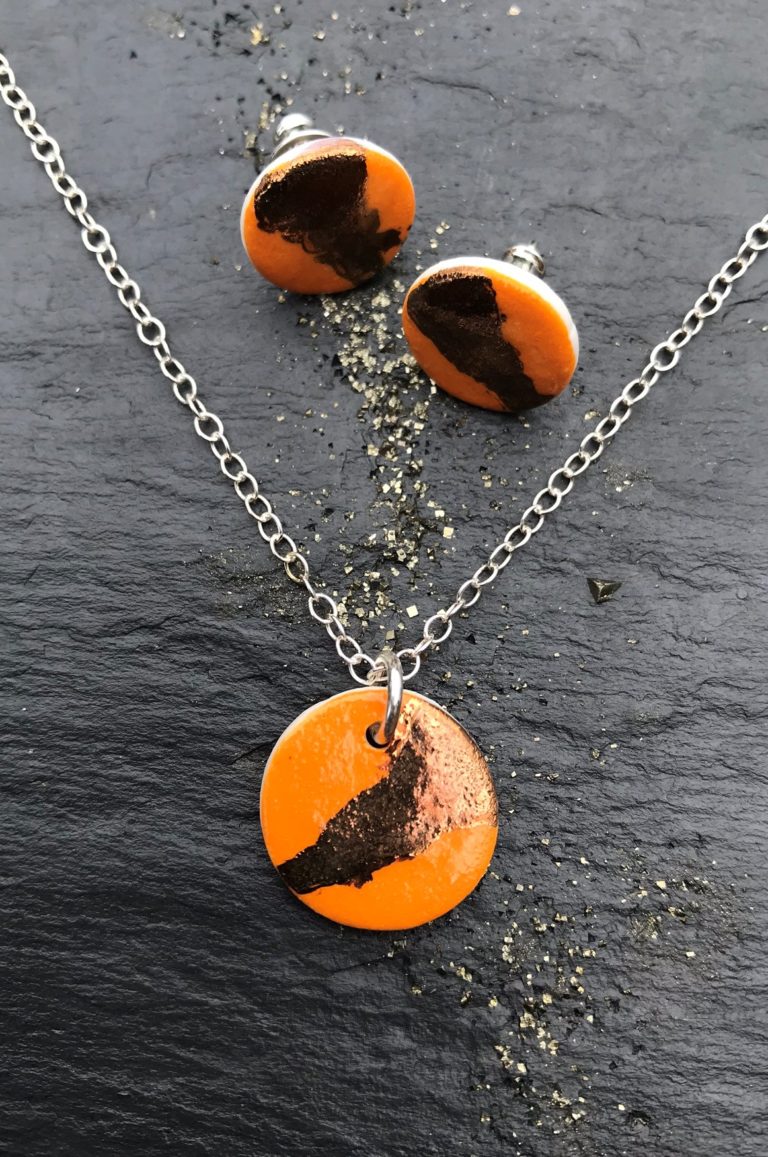 Disc Necklace with Platinum or Copper Detailing