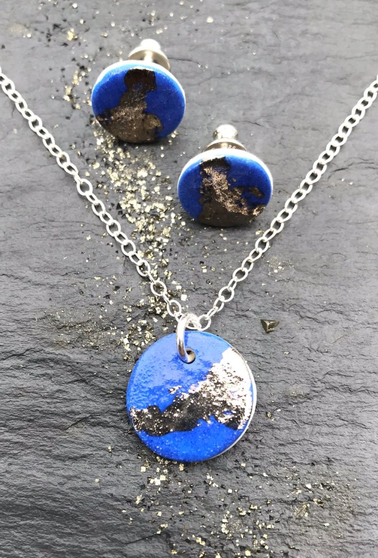 Disc Necklace with Platinum or Copper Detailing