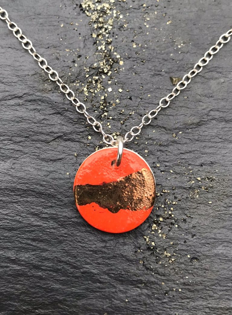 Disc Necklace with Platinum or Copper Detailing
