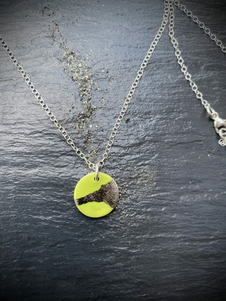 Disc Necklace with Platinum or Copper Detailing
