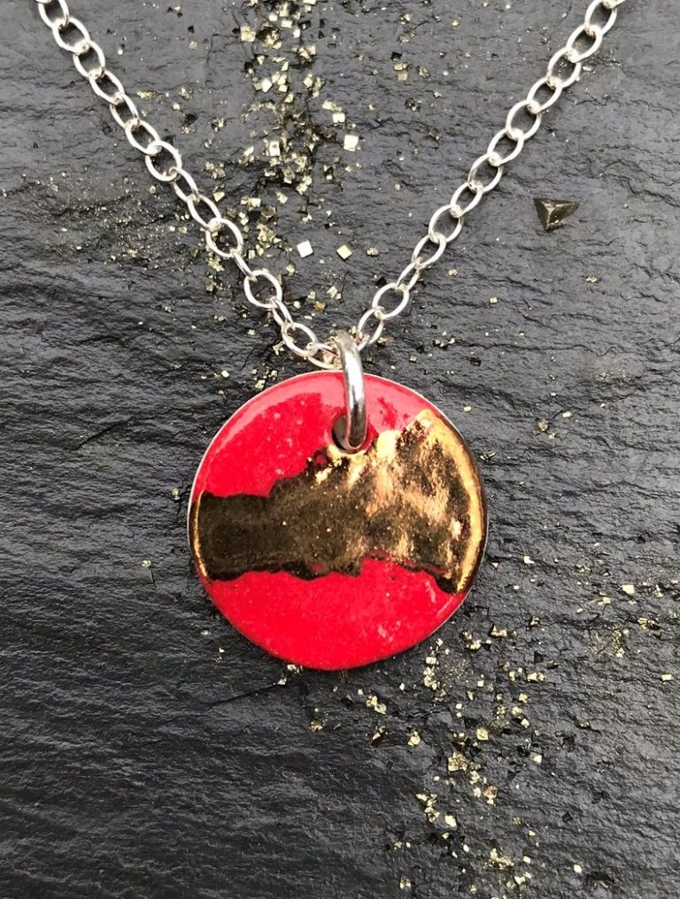 Disc Necklace with Platinum or Copper Detailing