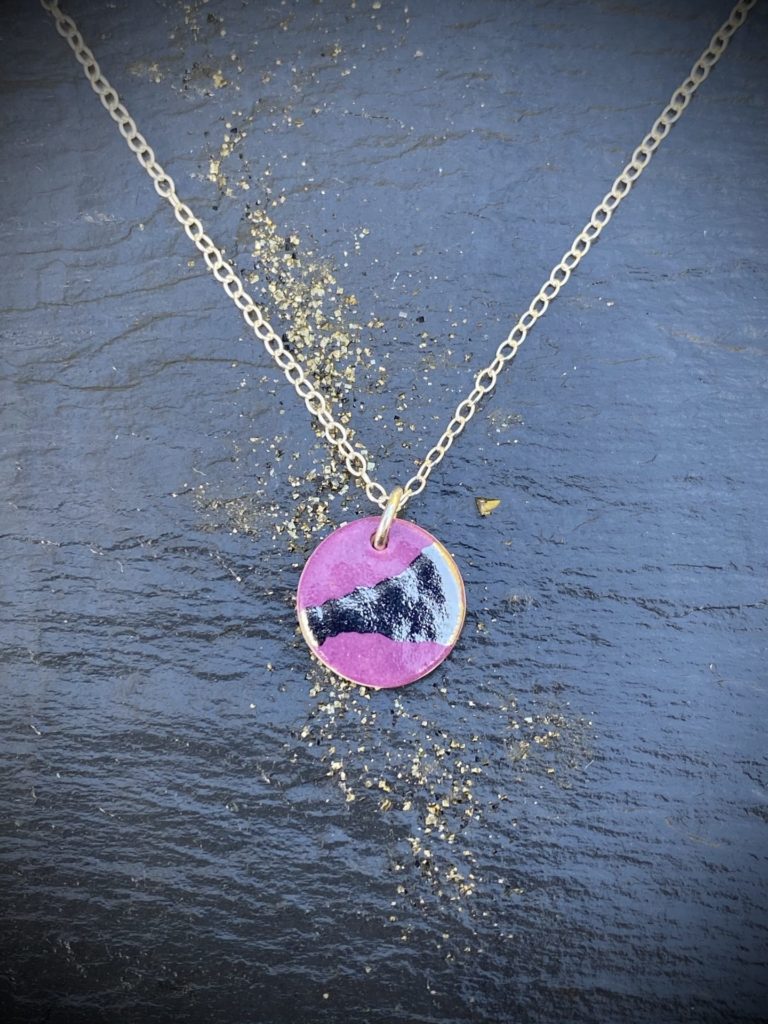 Disc Necklace with Platinum or Copper Detailing